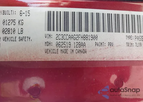 2015 Chrysler 300 Limited from USA, damaged, VIN 2C3CCAAG2FH881900